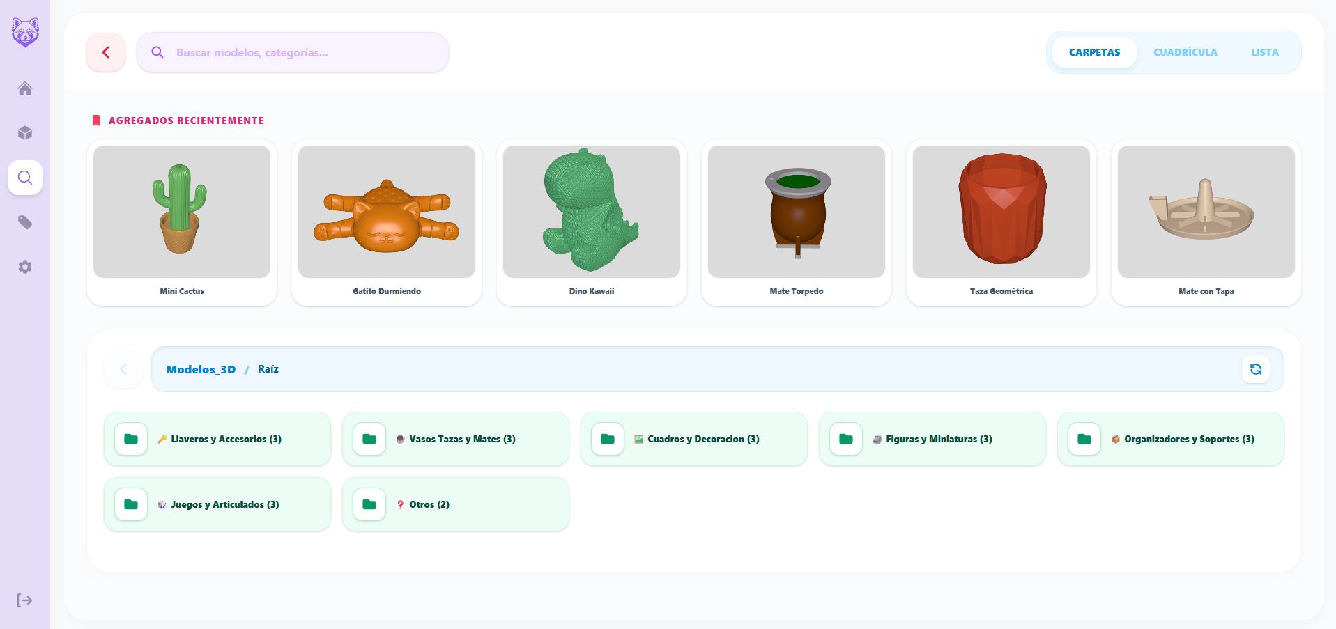 Catálogo 3D — Desktop Workspace para Gestión y Pricing de Modelos STL/3MF — Vista Previa 2