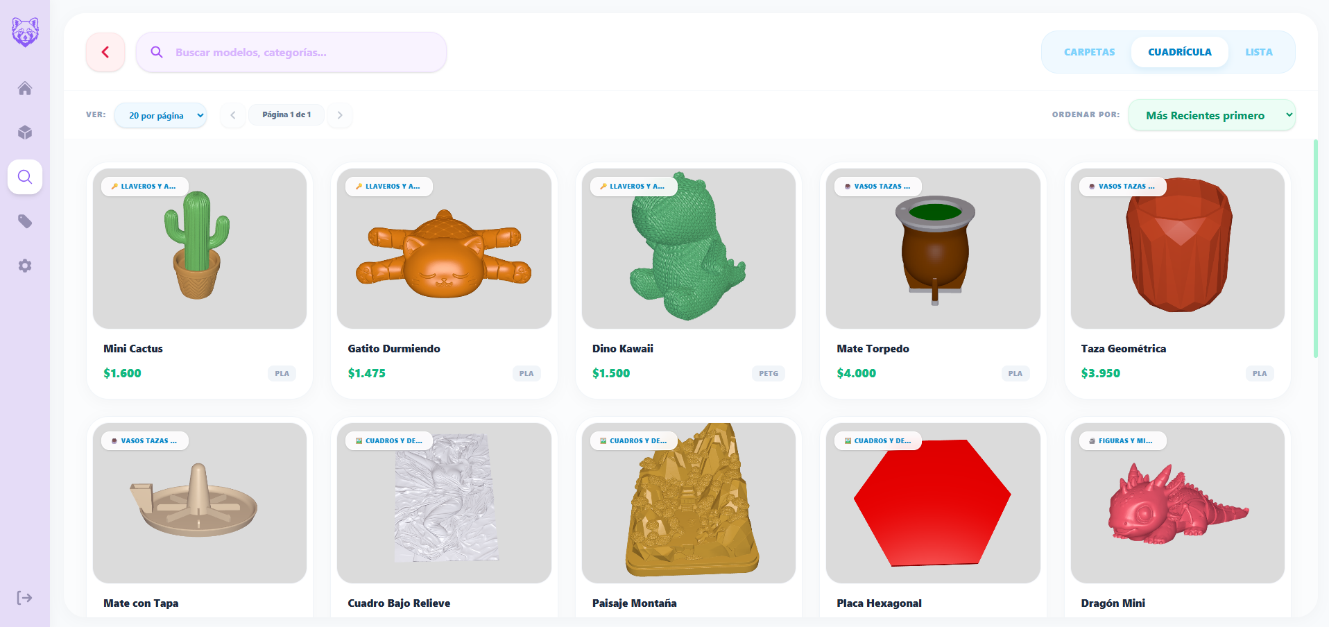 Catálogo 3D — Desktop Workspace para Gestión y Pricing de Modelos STL/3MF — Vista Previa 3